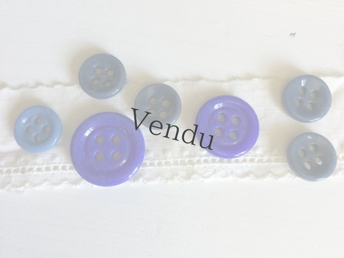 画像3: ヴィンテージ　ブルーのガラスボタン アソート (3)