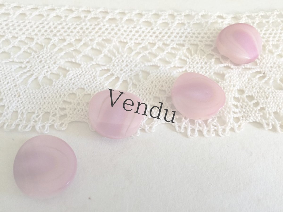 画像3: フランスヴィンテージ　ピンクのミステリアスなガラスボタン (3)