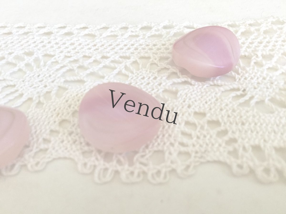 画像4: フランスヴィンテージ　ピンクのミステリアスなガラスボタン (4)