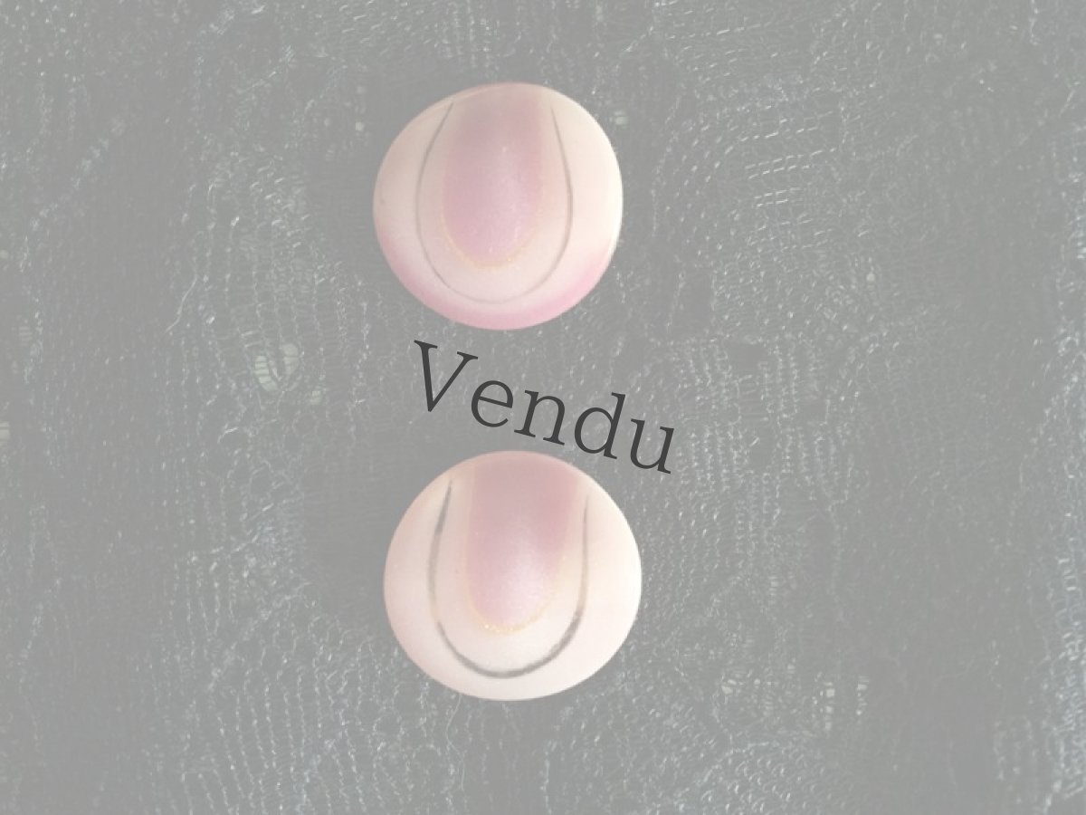 画像5: フランスヴィンテージ　ピンクのミステリアスなガラスボタン (5)
