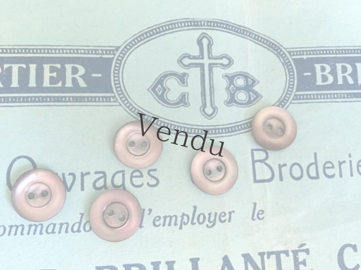 画像4: ヴィンテージ　マザーオブパール黒蝶貝ボタン 13ｍｍ　５個セット (4)