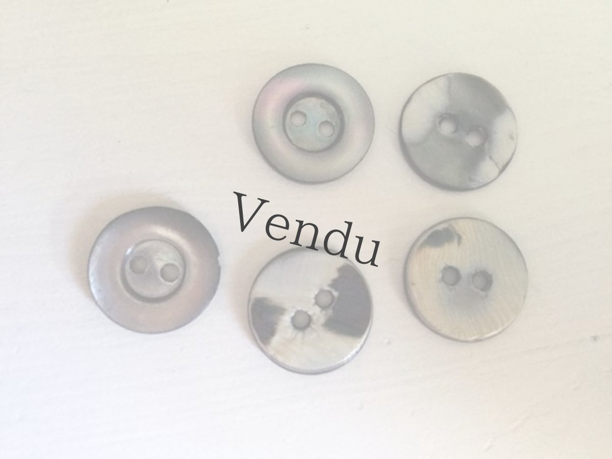画像6: ヴィンテージ　マザーオブパール黒蝶貝ボタン 13ｍｍ　５個セット (6)