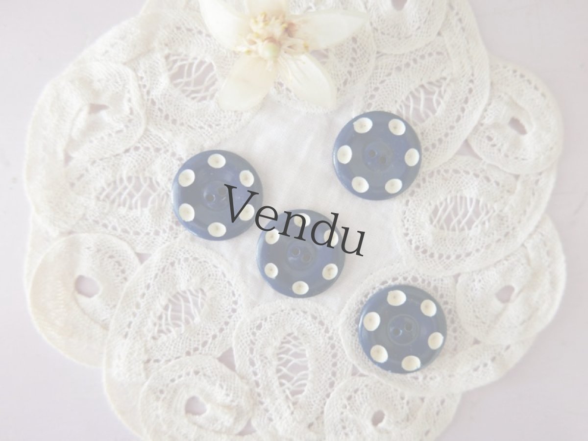 画像5: フランスヴィンテージ　ドットボタン BlueMarine 22mm (5)