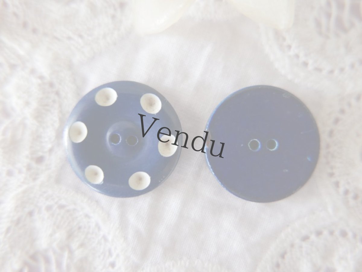 画像2: フランスヴィンテージ　ドットボタン BlueMarine 22mm (2)
