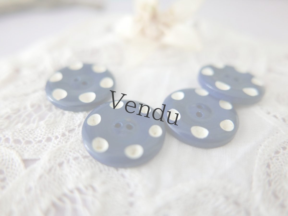 画像4: フランスヴィンテージ　ドットボタン BlueMarine 22mm (4)