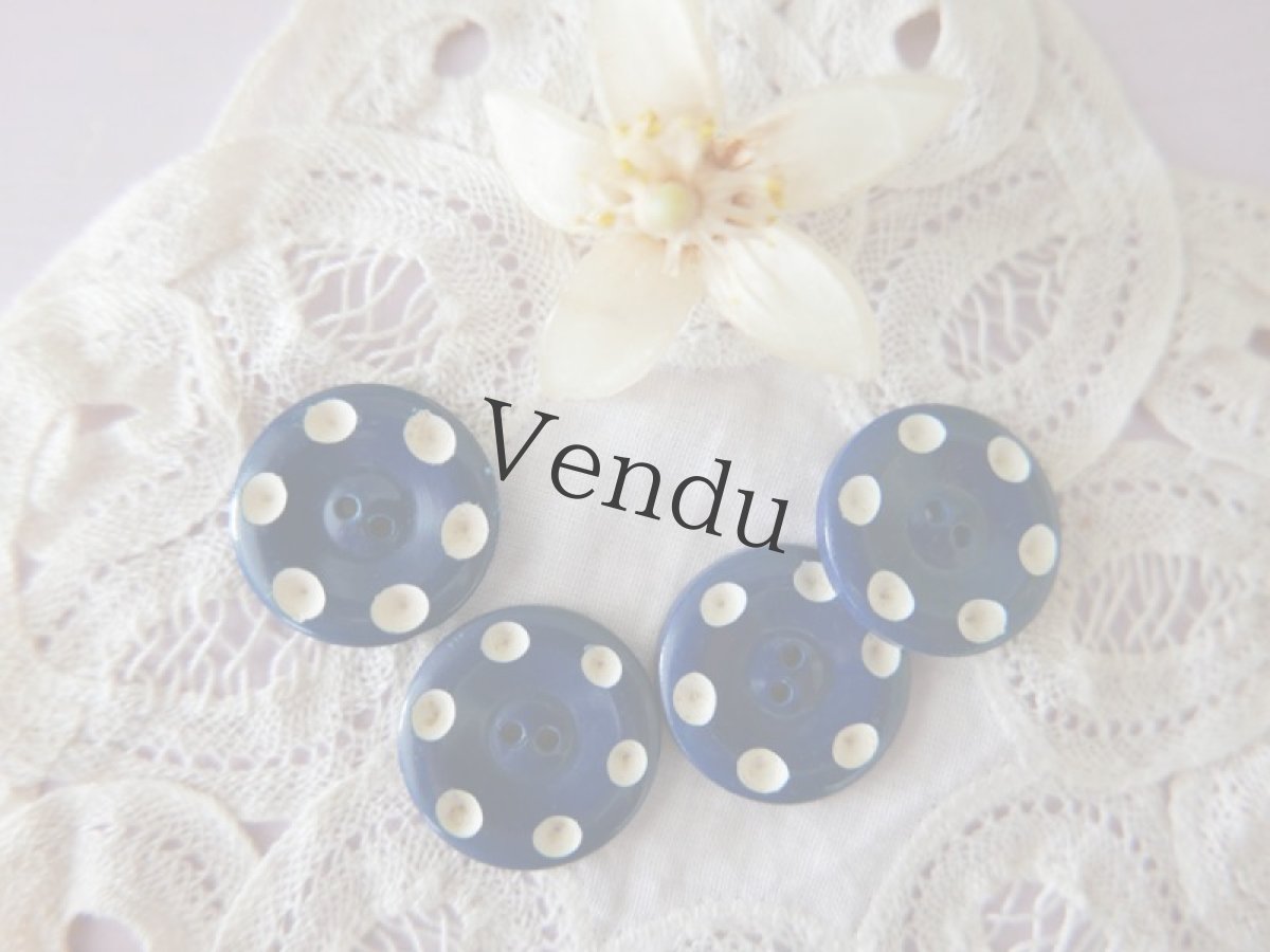 画像3: フランスヴィンテージ　ドットボタン BlueMarine 22mm (3)