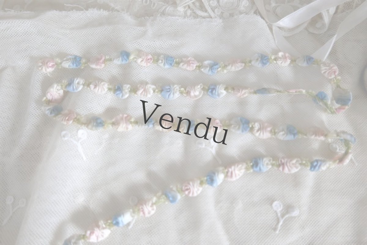 画像5: フランスアンティーク　ピンクと水色のロココリボン 50cm〜 (5)