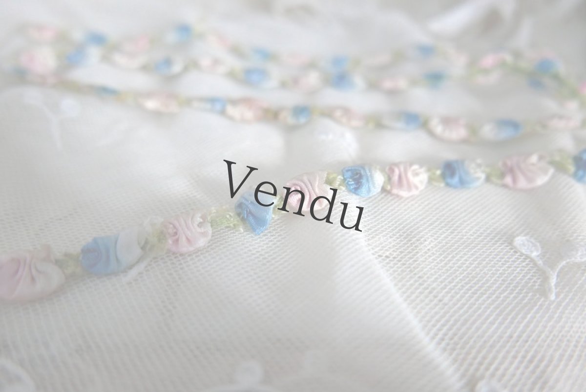 画像6: フランスアンティーク　ピンクと水色のロココリボン 50cm〜 (6)