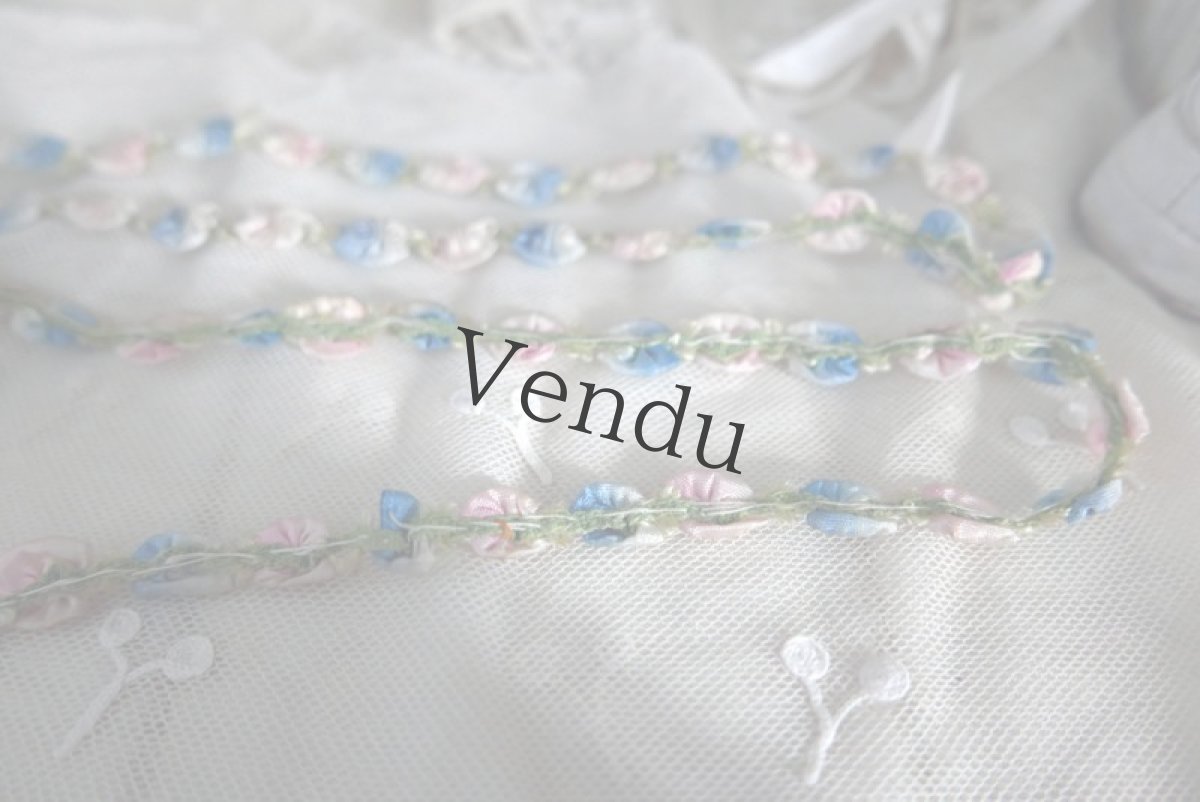 画像7: フランスアンティーク　ピンクと水色のロココリボン 50cm〜 (7)