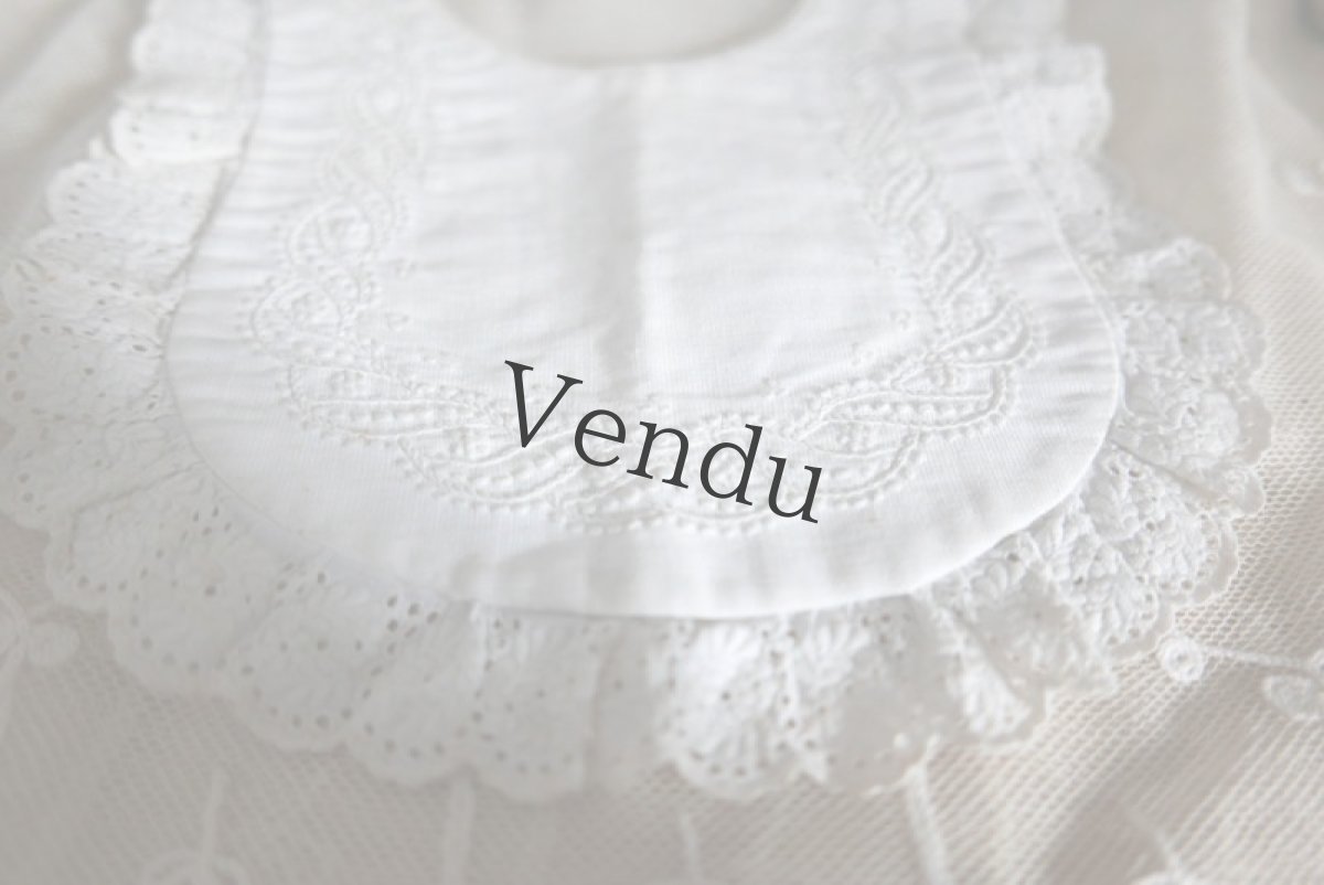 画像2: フランスアンティーク　白糸刺繍のお洒落なバボワール A (2)