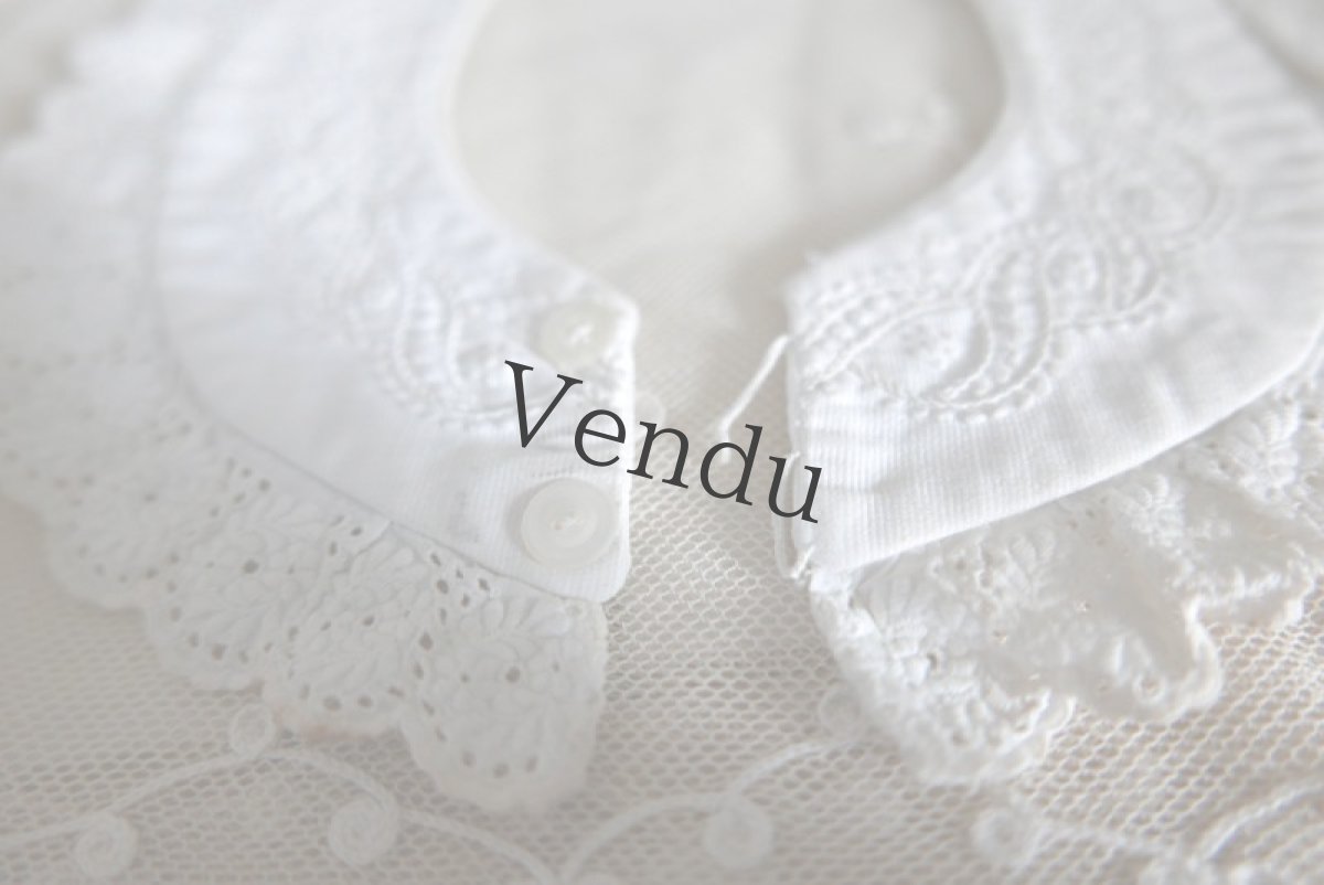 画像4: フランスアンティーク　白糸刺繍のお洒落なバボワール A (4)