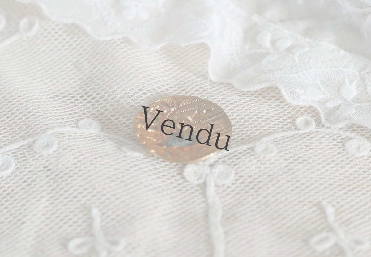 画像5: フランスアンティーク　ロカイユ装飾真鍮ペイントボタン 22mm (5)