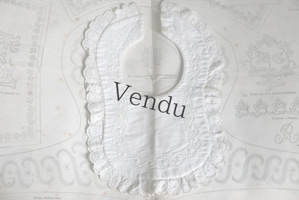 画像6: フランスアンティーク　白糸刺繍のお洒落なバボワール A (6)