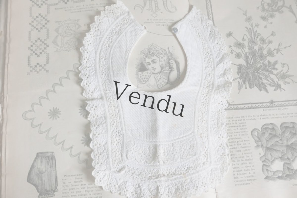 画像5: フランスアンティーク　白糸刺繍のお洒落なバボワール B (5)