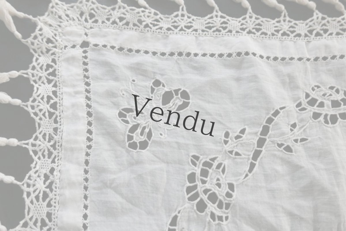 画像6: フランスアンティーク　天使のリシュリュー手刺繍ナップ (6)