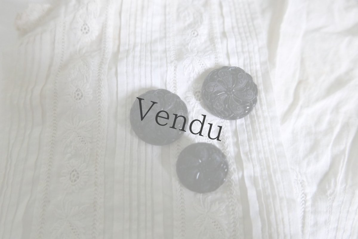 画像7: フランスアンティーク　1890年代 フレンチジェットボタン 花 23-27mm (7)