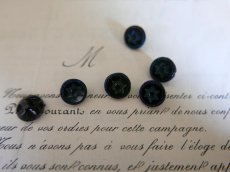 画像1: フランスアンティーク　1900年代フレンチジェットボタン 青く光る六芒星 11mm (1)