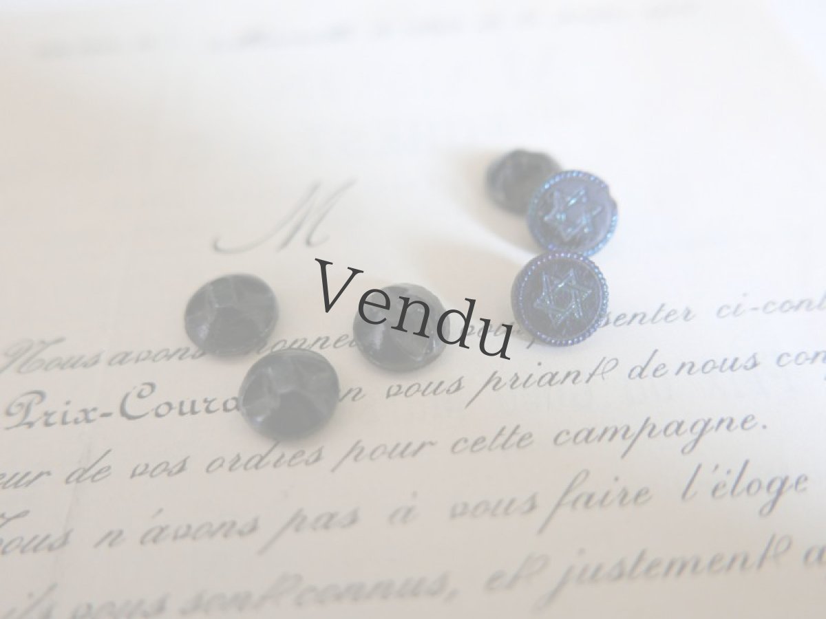 画像3: フランスアンティーク　1900年代フレンチジェットボタン 青く光る六芒星 11mm (3)