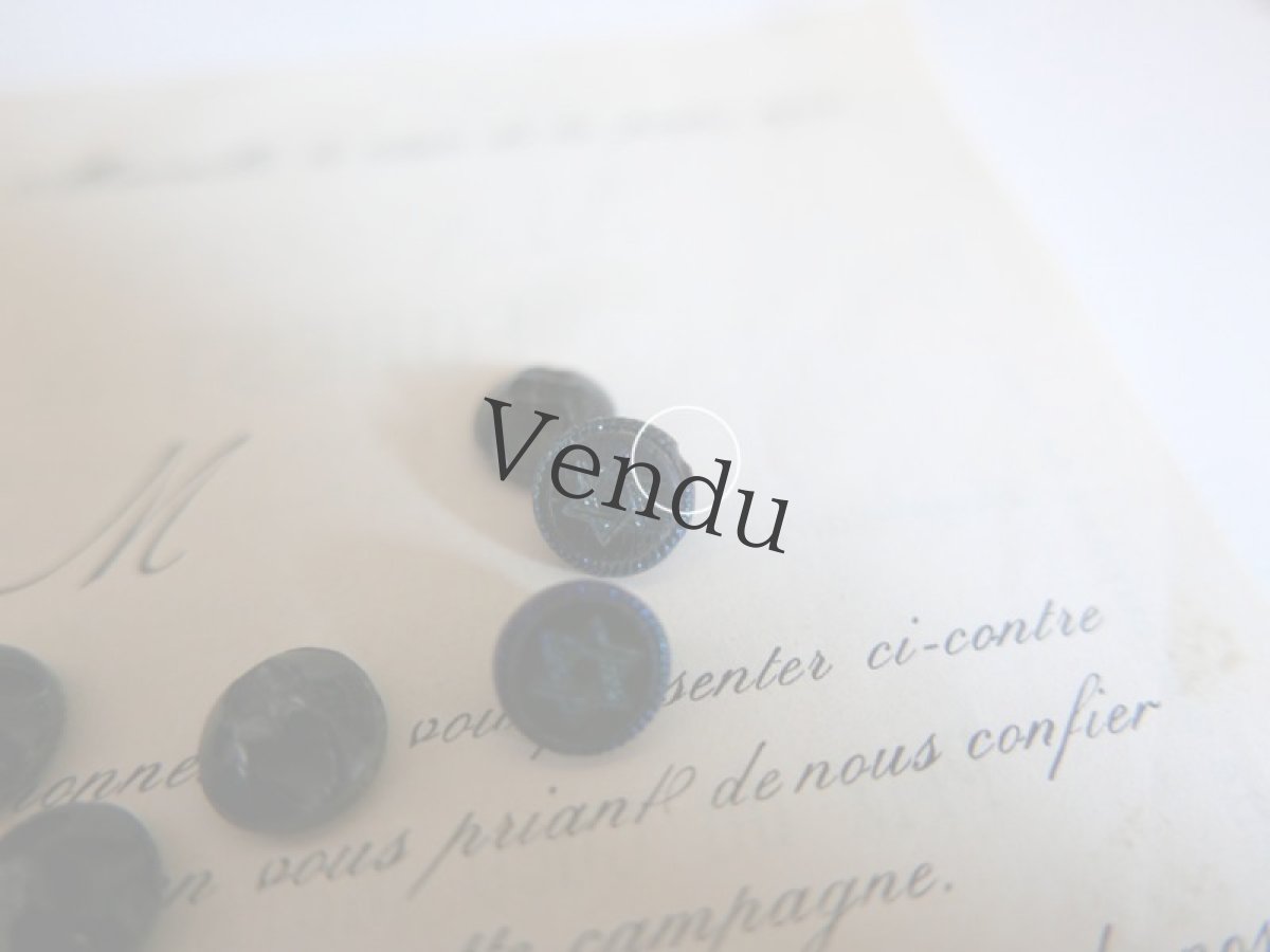 画像6: フランスアンティーク　1900年代フレンチジェットボタン 青く光る六芒星 11mm (6)