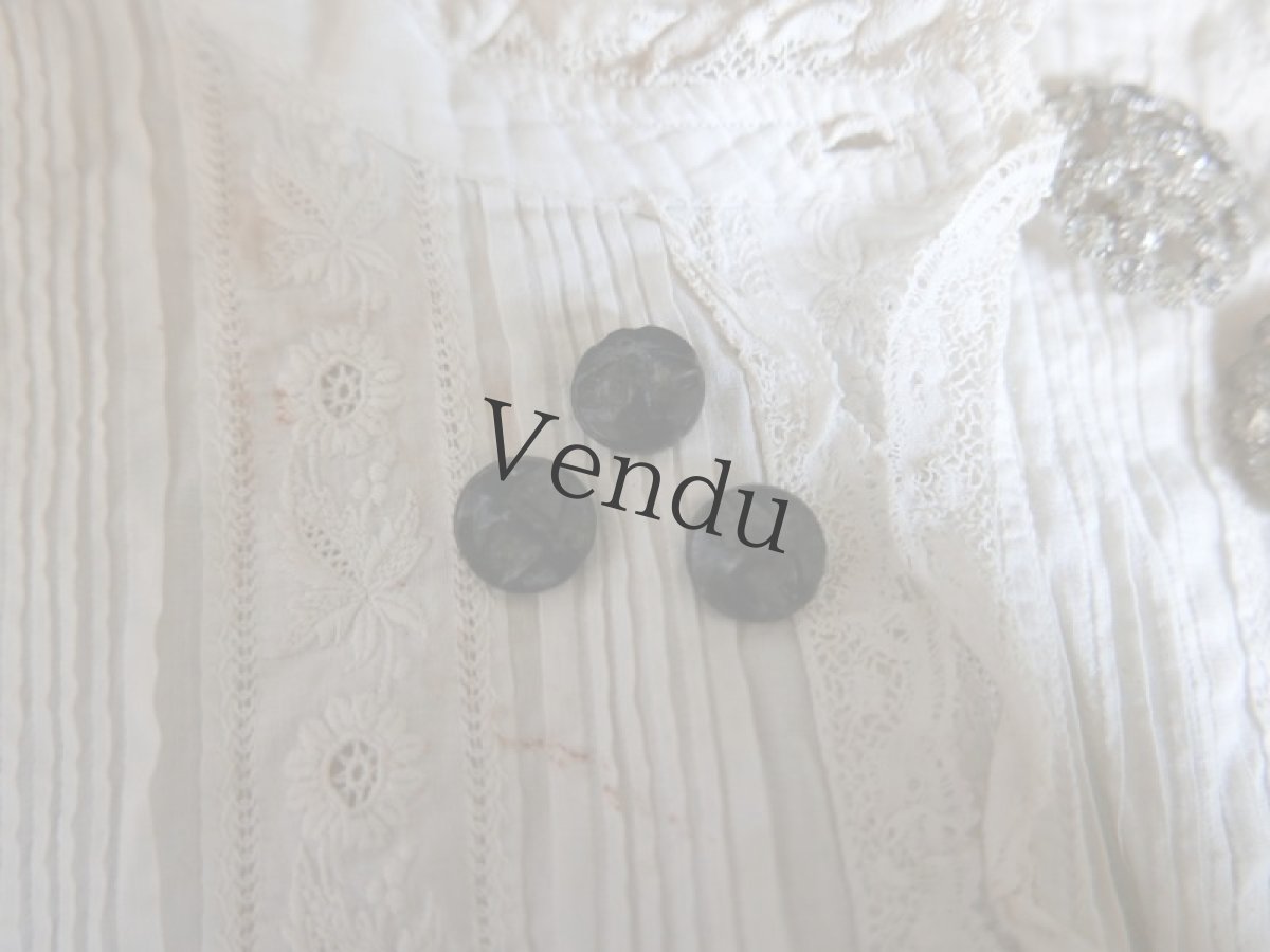 画像5: フランスアンティーク　1900年代フレンチジェットボタン 花 14mm (5)