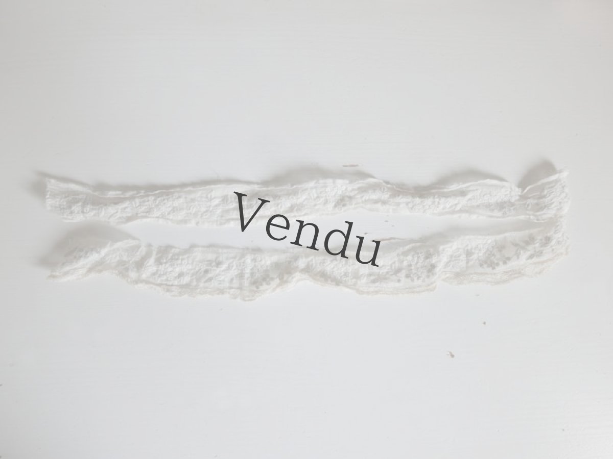 画像4: フランスアンティーク　1900年代 白糸刺繍レース端切れ 2本セット (4)