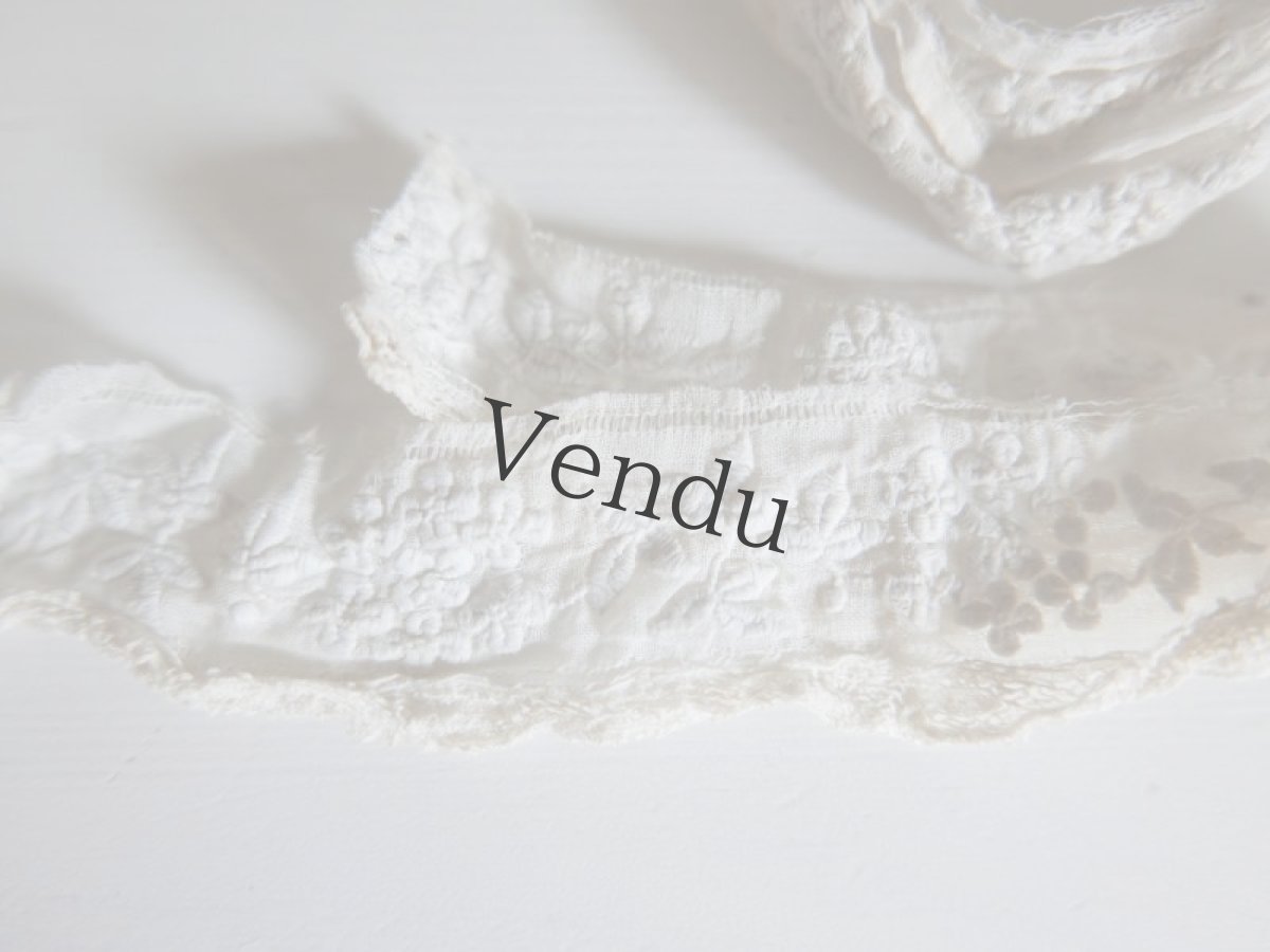 画像3: フランスアンティーク　1900年代 白糸刺繍レース端切れ 2本セット (3)