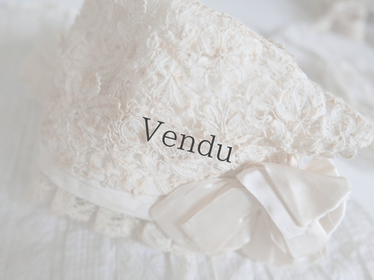 画像7: フランスアンティーク　シルクリボンのちいさなボネ (7)