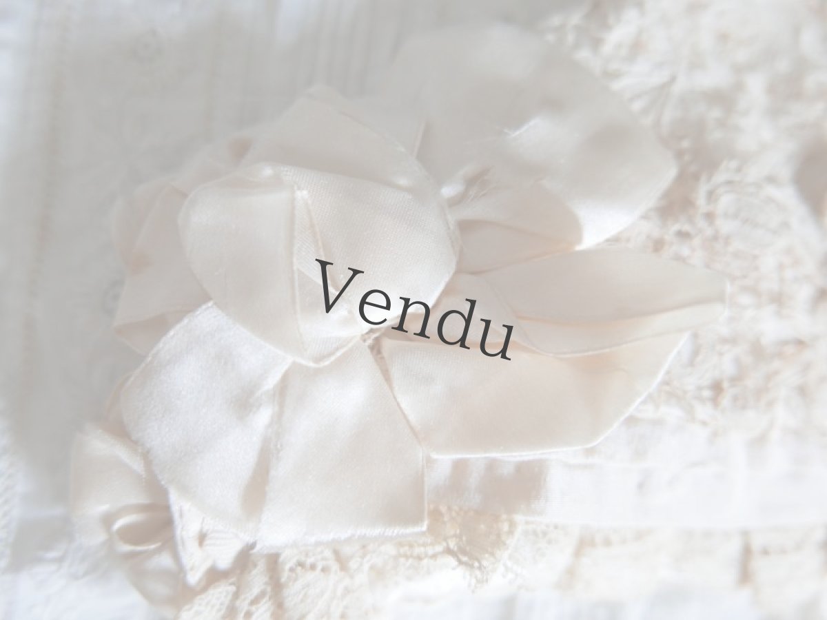 画像8: フランスアンティーク　シルクリボンのちいさなボネ (8)