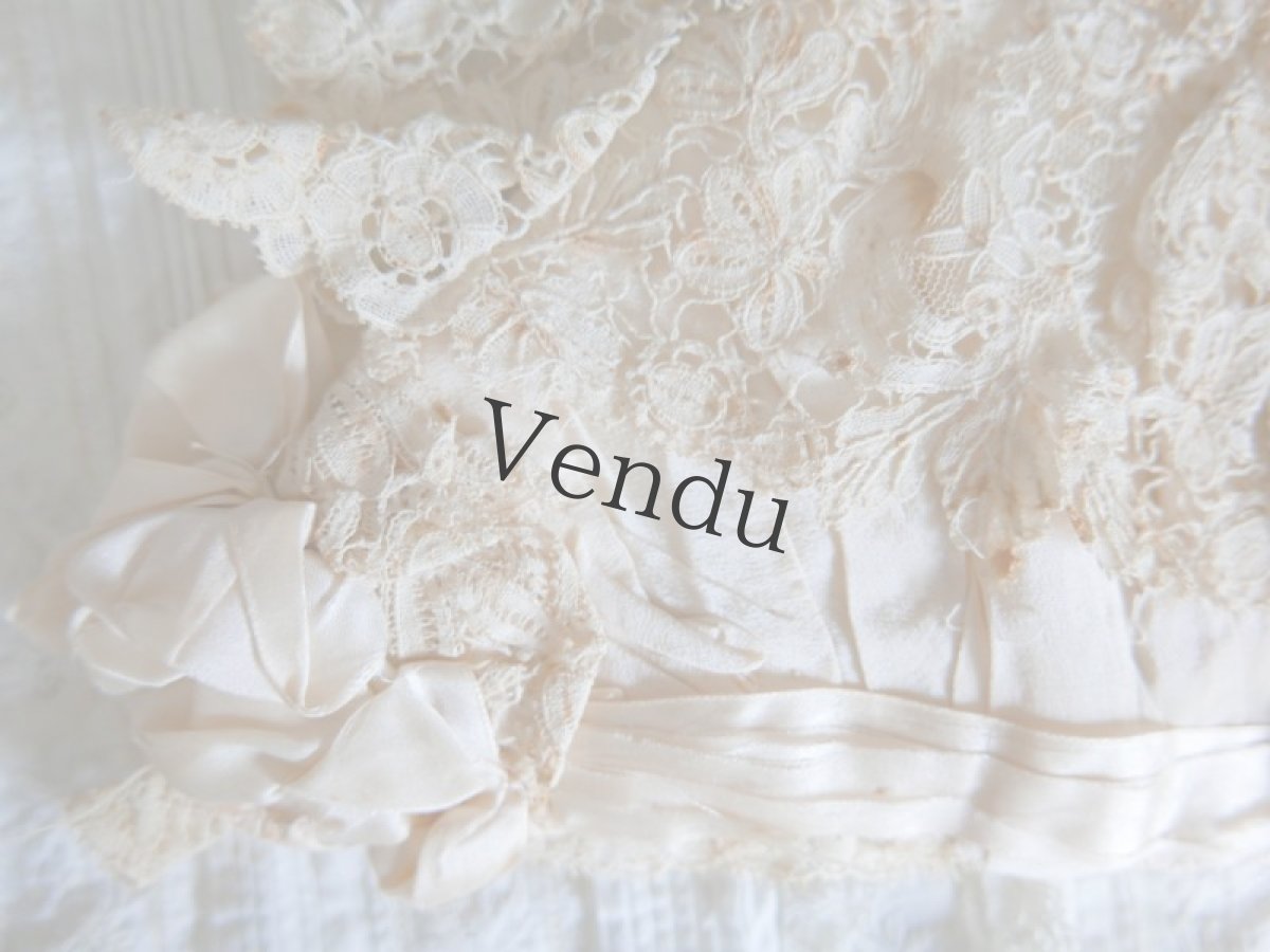 画像10: フランスアンティーク　シルクリボンのちいさなボネ (10)