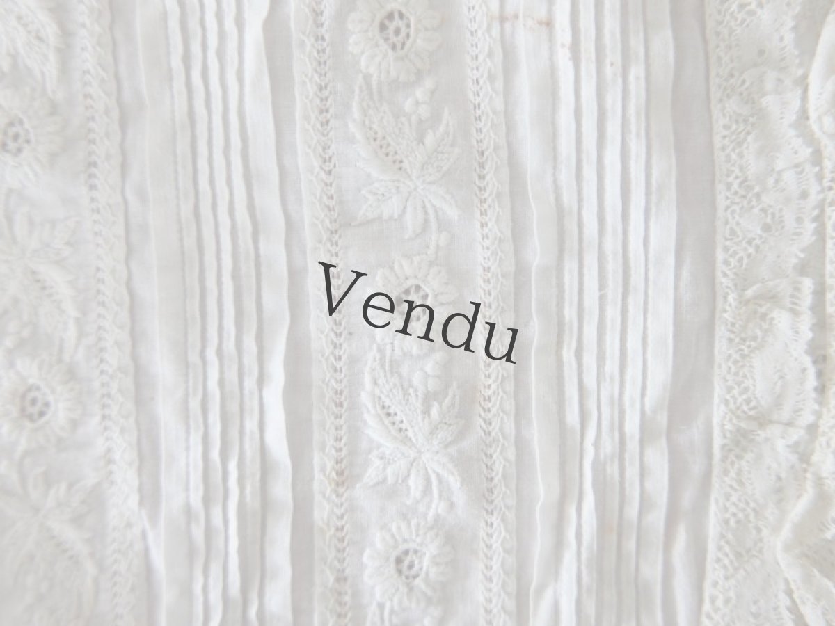 画像4: フランスアンティーク　19世紀 白糸刺繍ブラウスパターン (4)