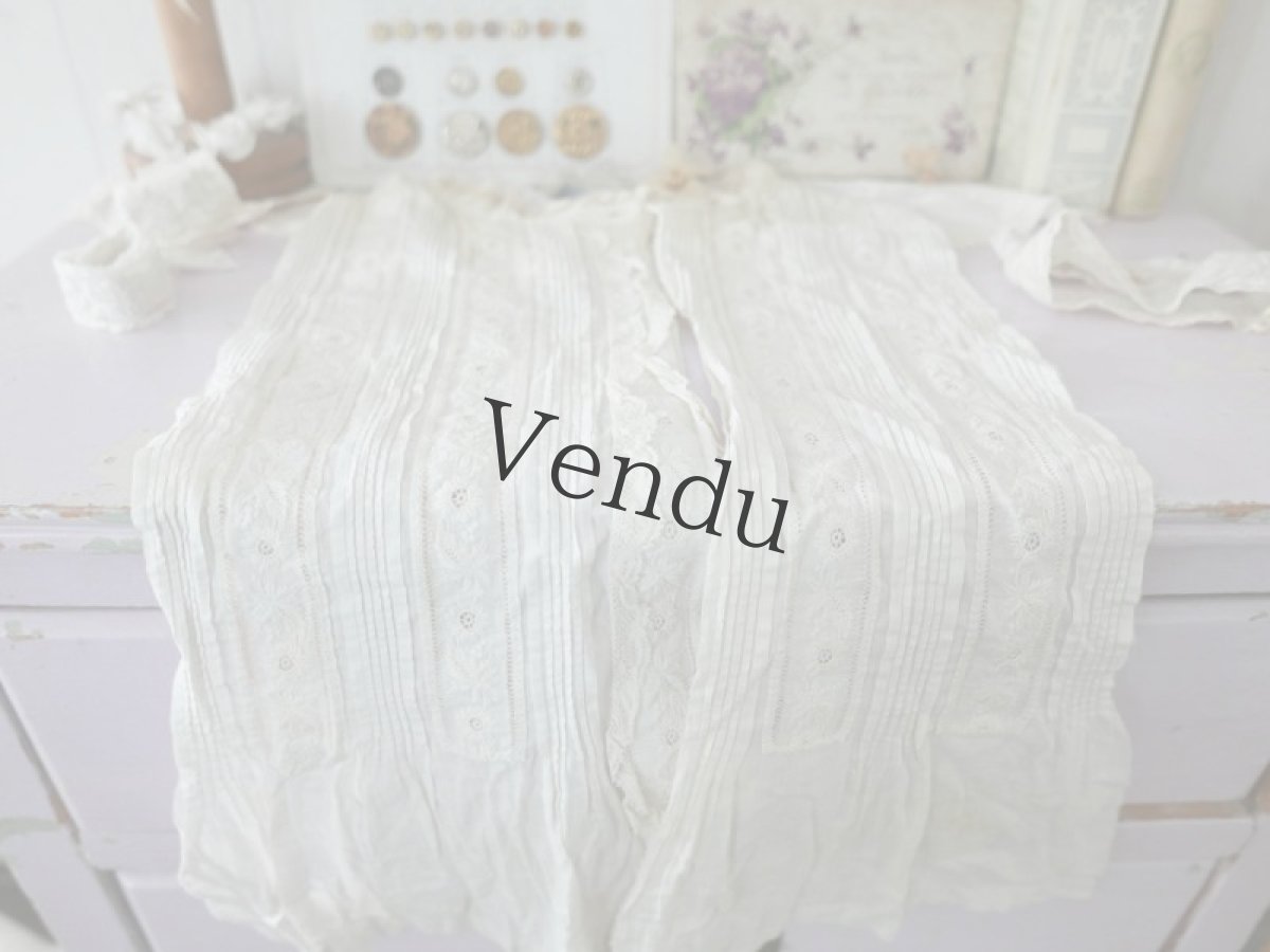 画像5: フランスアンティーク　19世紀 白糸刺繍ブラウスパターン (5)