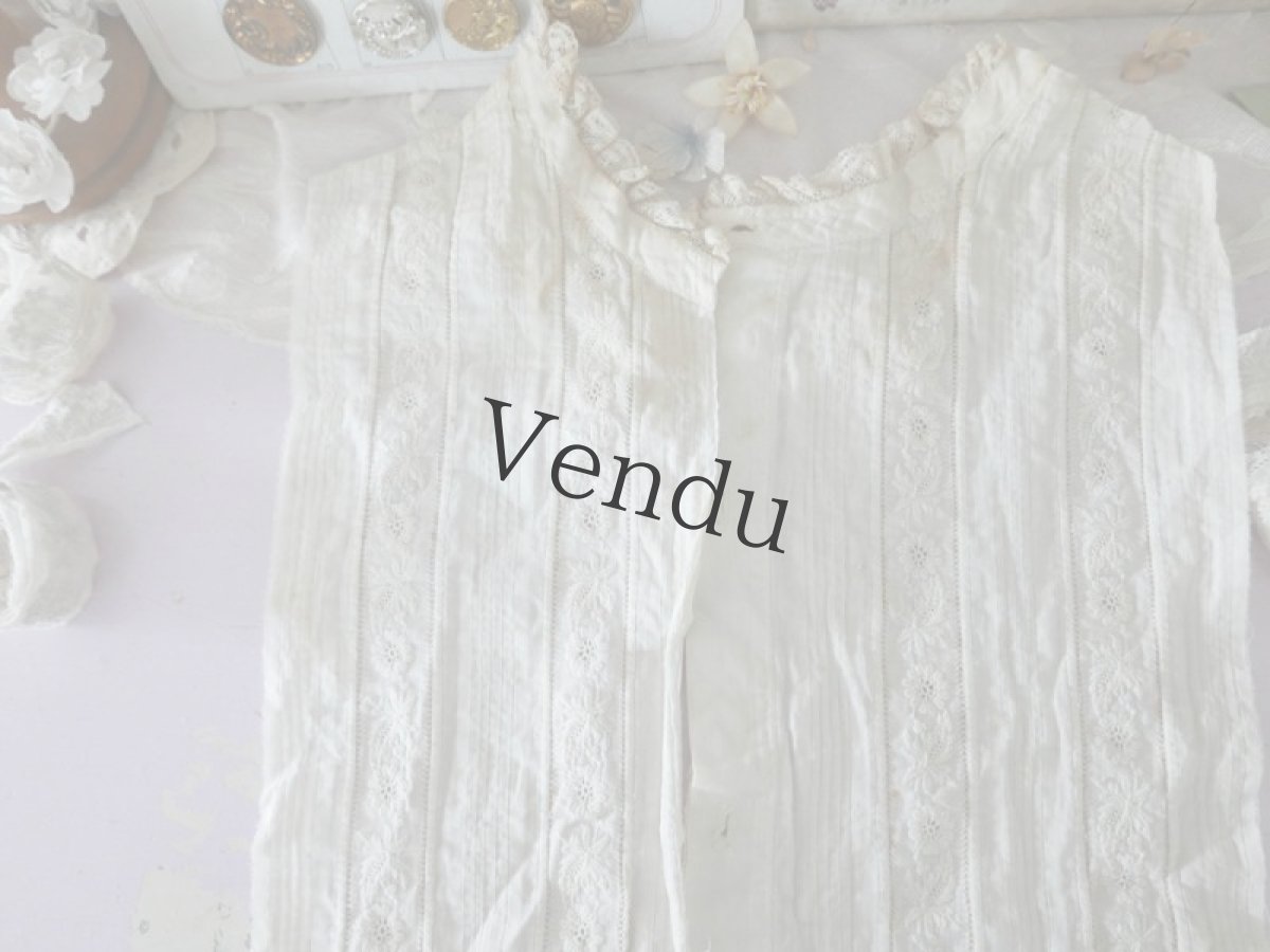 画像7: フランスアンティーク　19世紀 白糸刺繍ブラウスパターン (7)