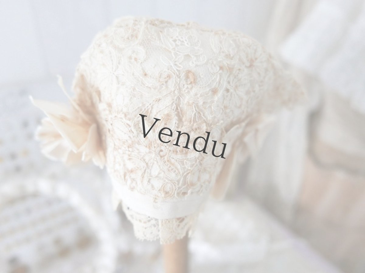 画像3: フランスアンティーク　シルクリボンのちいさなボネ (3)