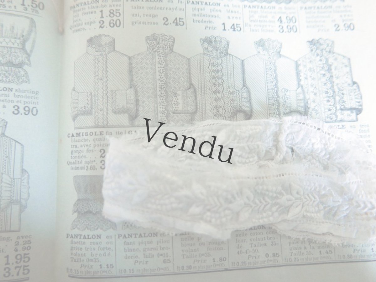 画像5: フランスアンティーク　1900年代 白糸刺繍レースポワニエ (5)