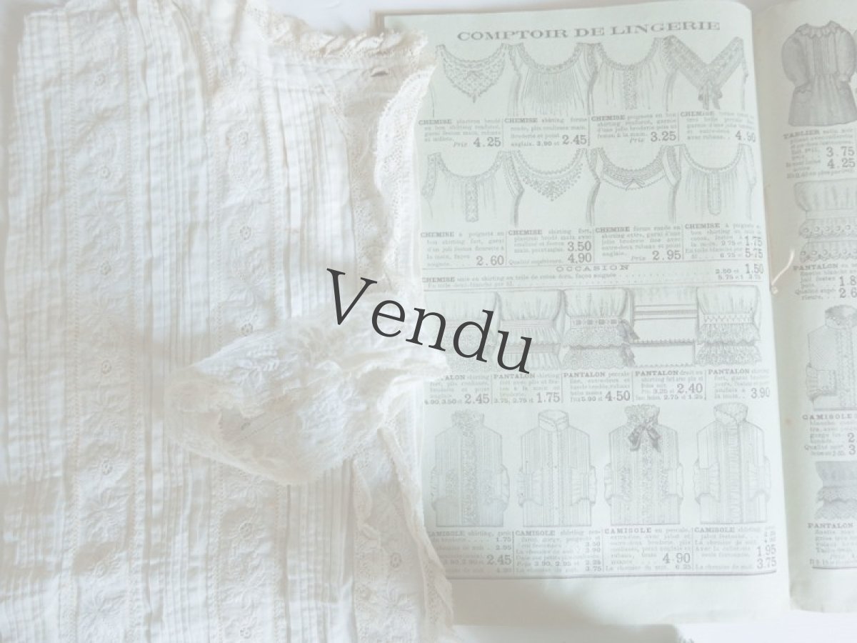 画像10: フランスアンティーク　19世紀 白糸刺繍ブラウスパターン (10)