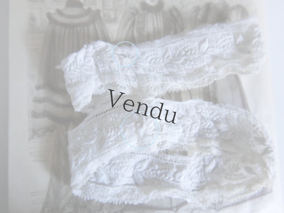 画像7: フランスアンティーク　1900年代 白糸刺繍レースポワニエ (7)