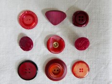 画像1: フランスヴィンテージ　赤いボタンセット (1)