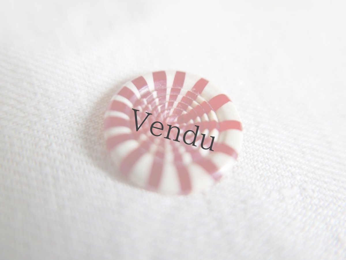 画像3: フランスアンティーク　1930年 赤と白のしましまガラリットボタン22mm (3)