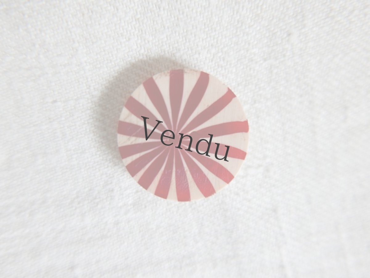 画像4: フランスアンティーク　1930年 赤と白のしましまガラリットボタン22mm (4)