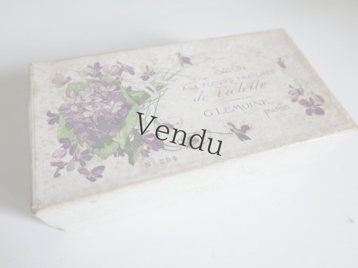 画像2: 【ご予約品】フランスアンティーク　スミレのサボン紙箱 (2)