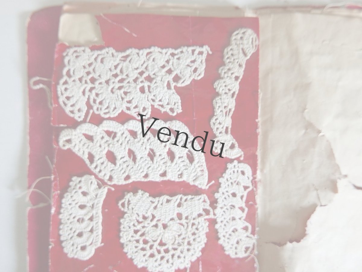 画像7: フランスアンティーク　赤いクロッシェレース見本帳 (7)