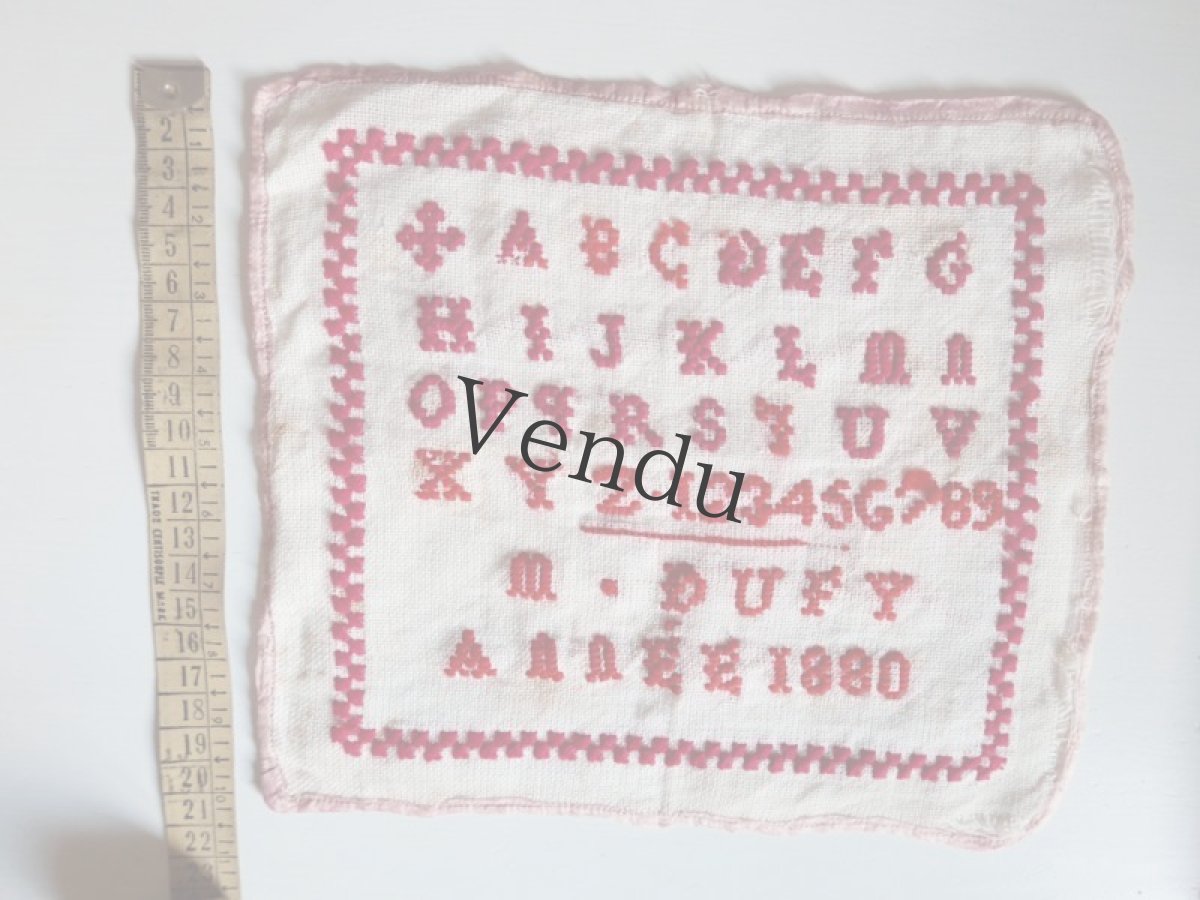 画像8: フランスアンティーク　1880年 クロスステッチサンプラー (8)