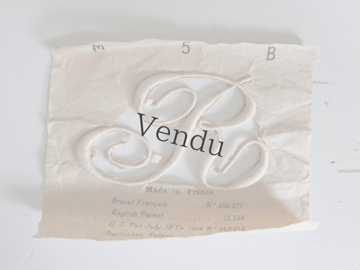 画像2: フランスアンティーク　刺繍用モノグラム "R" (2)