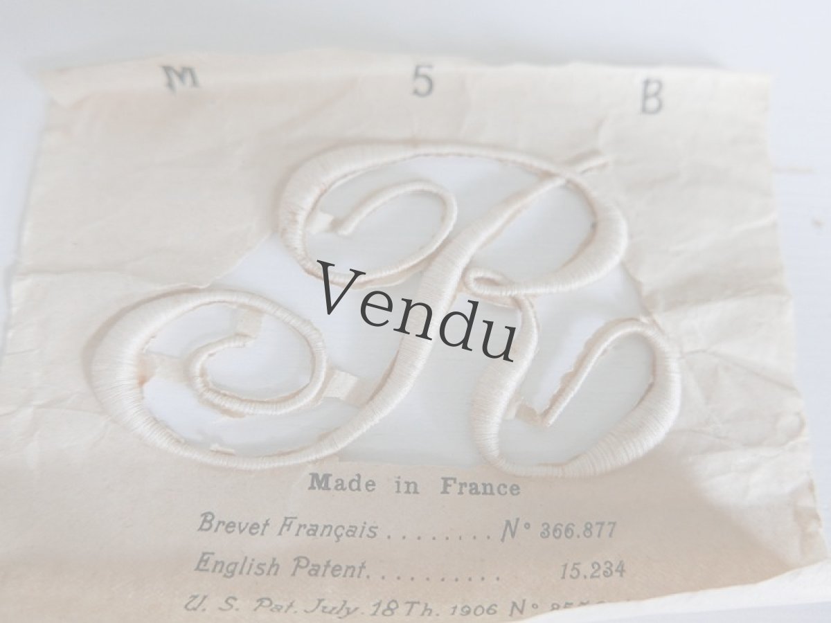 画像3: フランスアンティーク　刺繍用モノグラム "R" (3)