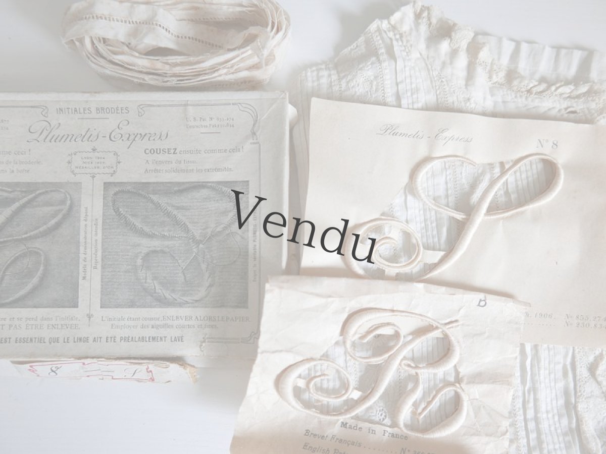 画像7: フランスアンティーク　刺繍用モノグラム "R" (7)