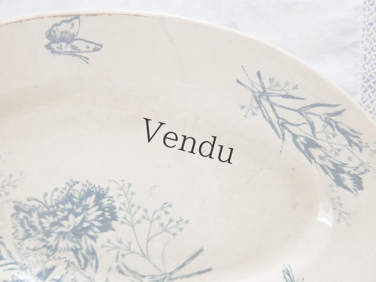 画像3: フランスアンティーク　春の草花や蝶たちのプレート (3)