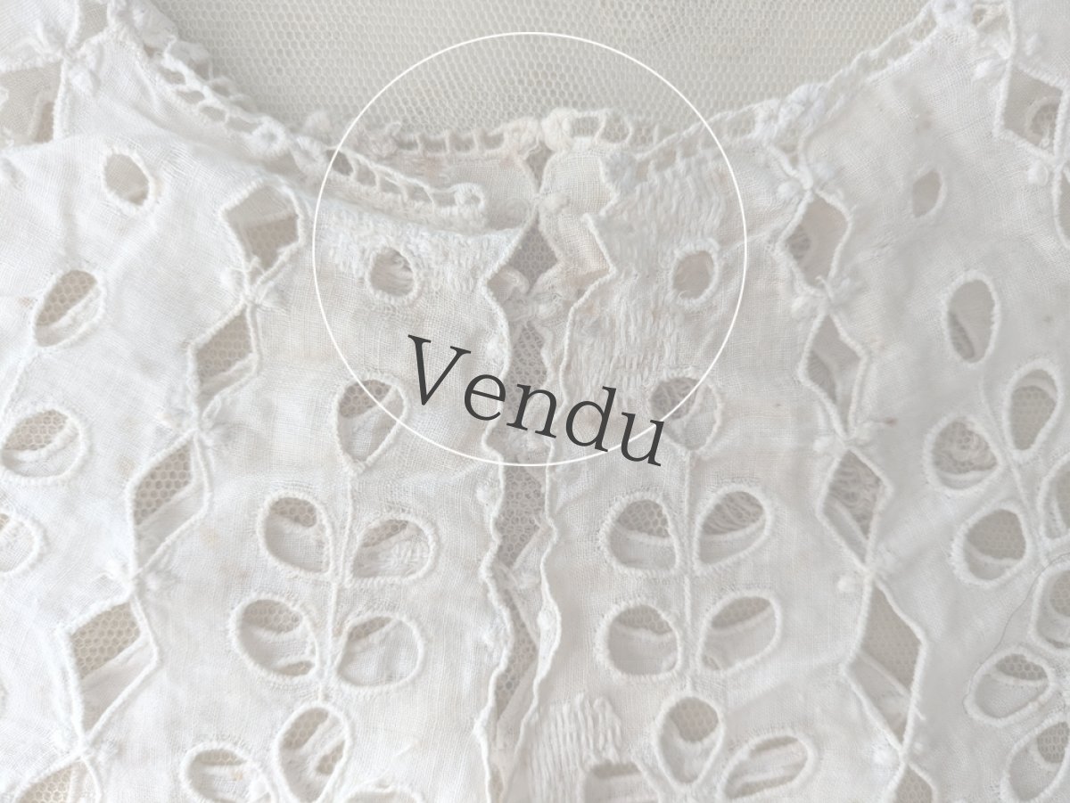 画像10: フランスアンティーク　リボンつきカットワーク刺繍のつけ襟 (10)