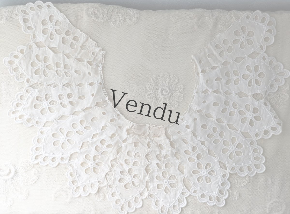 画像5: フランスアンティーク　リボンつきカットワーク刺繍のつけ襟 (5)