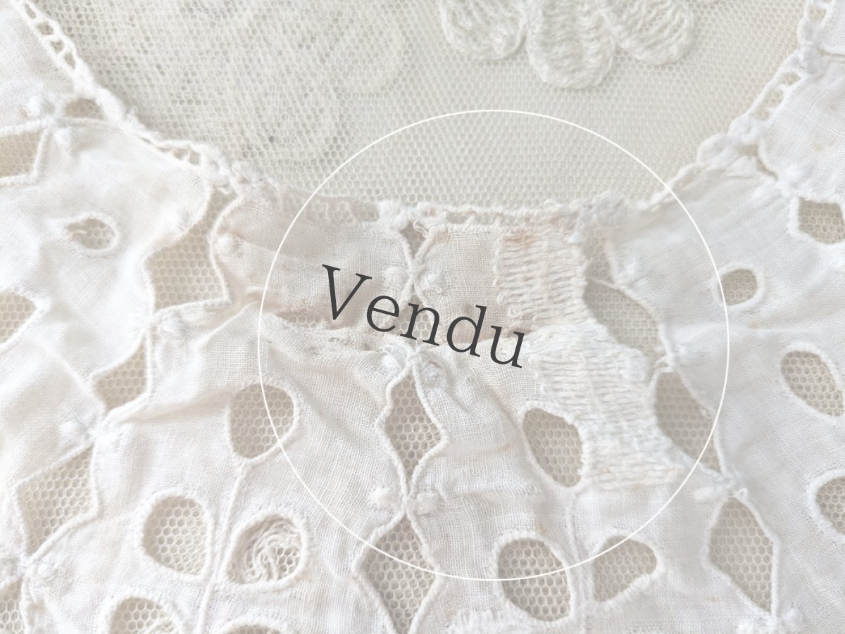 画像11: フランスアンティーク　リボンつきカットワーク刺繍のつけ襟 (11)