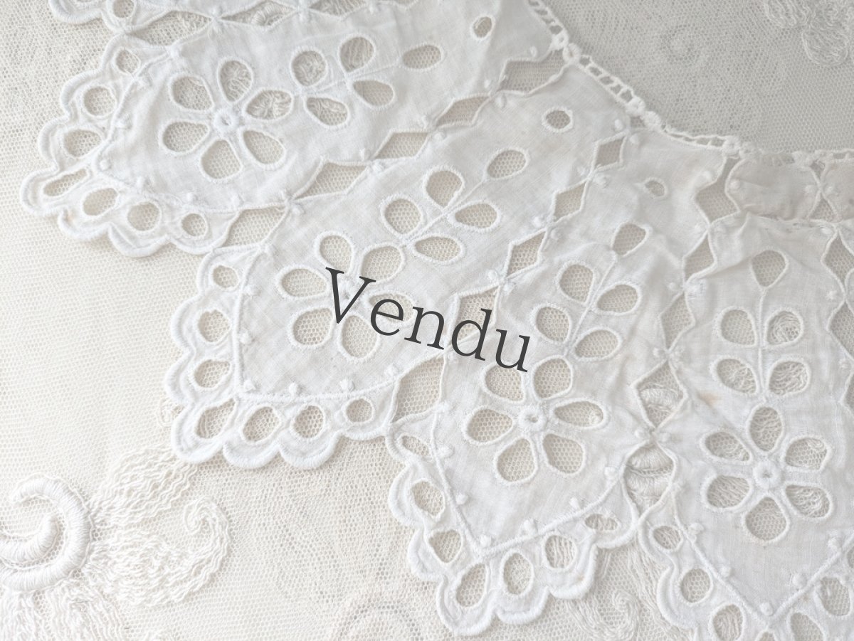 画像6: フランスアンティーク　リボンつきカットワーク刺繍のつけ襟 (6)